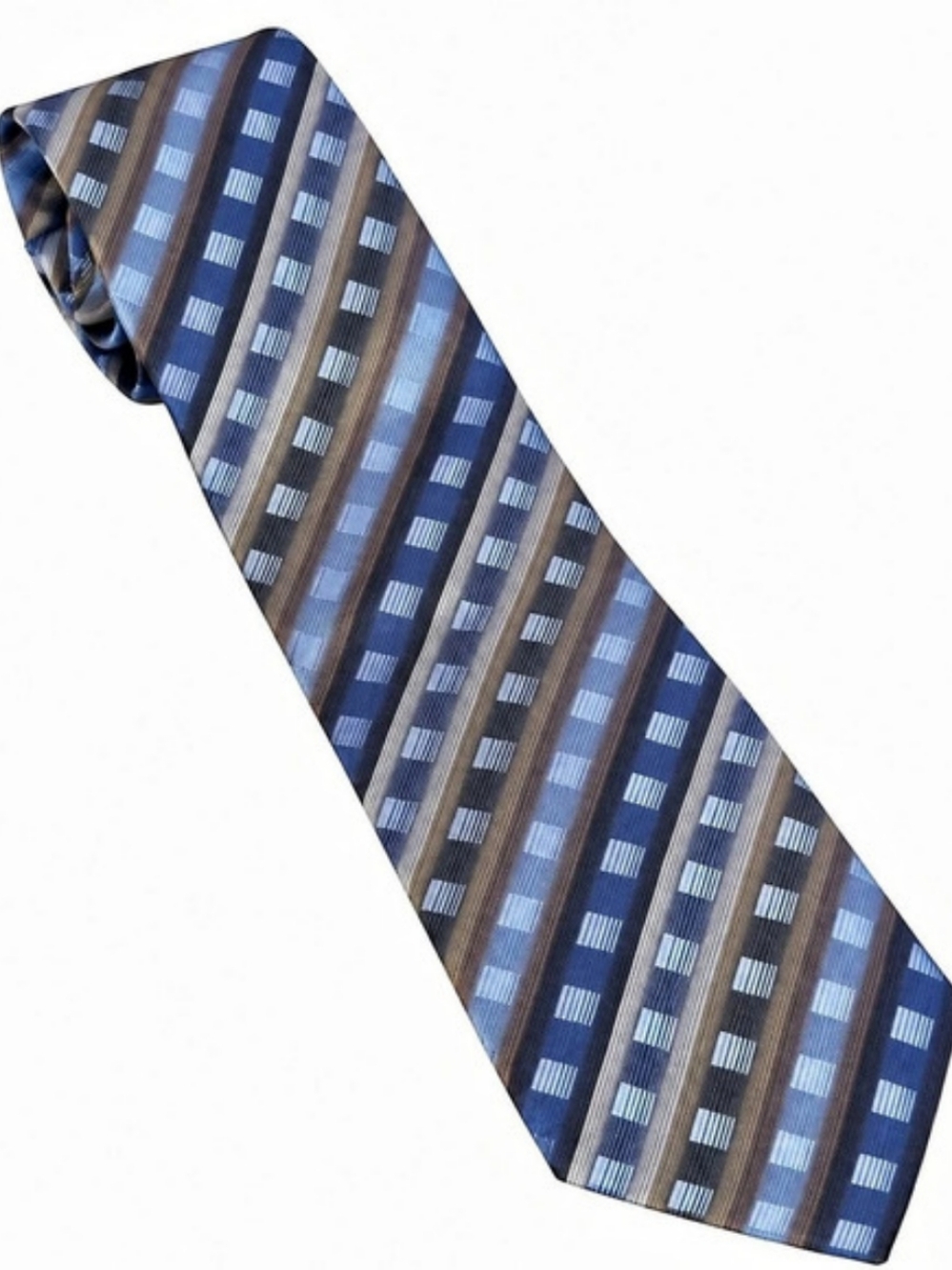 Alfani Men's Silk Geometric Tie in Blue & Brown Like New